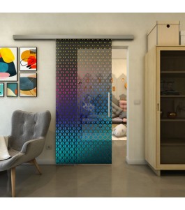 Glasschiebetür SLIM-LINE - Fineprint Model 038 Verlauf auf Grauglas