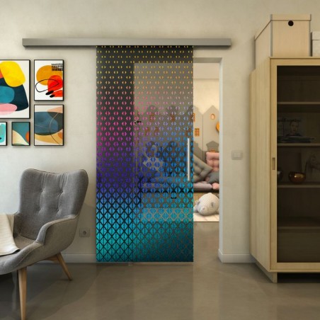 Glasschiebetür SLIM-LINE - Fineprint Model 038 Verlauf auf Grauglas