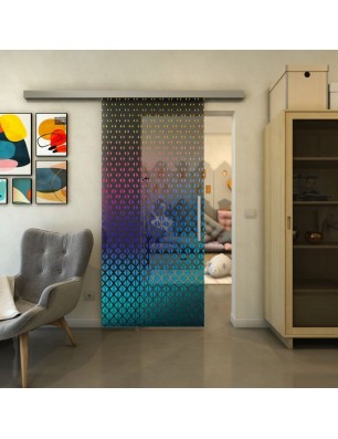 Glasschiebetür SLIM-LINE - Fineprint Model 038 Verlauf auf Grauglas