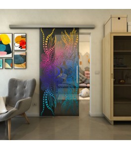 Glasschiebetür SLIM-LINE - Fineprint Model 039 Verlauf auf Grauglas