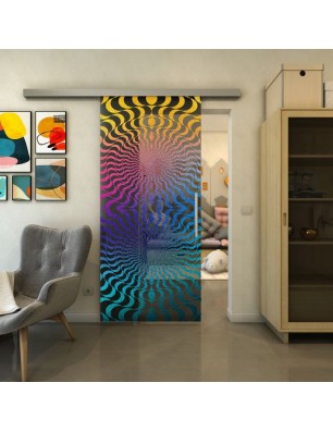 Glasschiebetür SLIM-LINE - Fineprint Model 042 Verlauf auf Grauglas