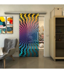Glasschiebetür SLIM-LINE - Fineprint Model 044 Verlauf auf Grauglas