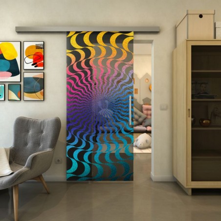 Glasschiebetür SLIM-LINE - Fineprint Model 044 Verlauf auf Grauglas