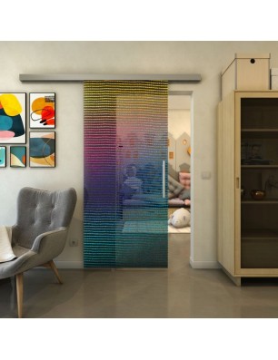 Glasschiebetür SLIM-LINE - Fineprint Model 046 Verlauf auf Grauglas