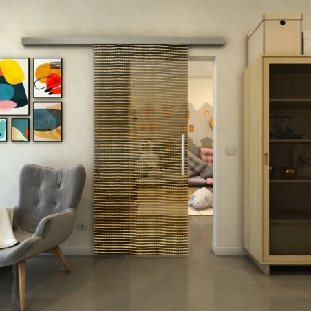 Glasschiebetür SLIM-LINE - Fineprint Model 046 Gold auf Grauglas