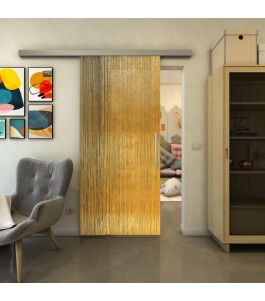 Glasschiebetür SLIM-LINE - Fineprint Model 050 Gold auf Grauglas