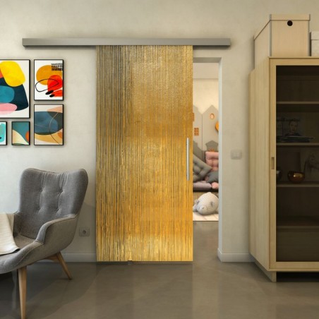 Glasschiebetür SLIM-LINE - Fineprint Model 050 Gold auf Grauglas