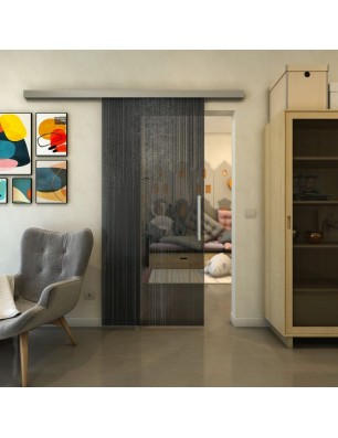 Glasschiebetür SLIM-LINE - Fineprint Model 052 Schwarz auf Grauglas