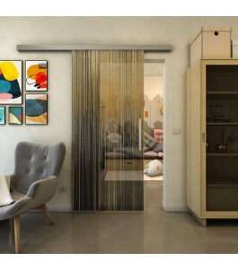 Glasschiebetür SLIM-LINE - Fineprint Model 052 Gold auf Grauglas