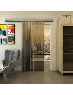 Glasschiebetür SLIM-LINE - Fineprint Model 052 Gold auf Grauglas