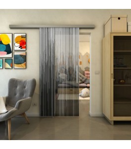 Glasschiebetür SLIM-LINE - Fineprint Model 052 Weiss auf Grauglas