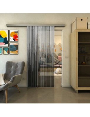 Glasschiebetür SLIM-LINE - Fineprint Model 052 Weiss auf Grauglas