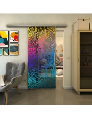 Glasschiebetür SLIM-LINE - Fineprint Model 056 Verlauf auf Grauglas