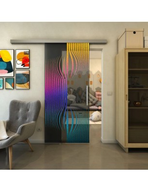 Glasschiebetür SLIM-LINE - Fineprint Model 059 Verlauf auf Grauglas