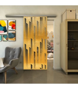 Glasschiebetür SLIM-LINE - Fineprint Model 067 Gold auf Grauglas