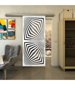 Glasschiebetür SLIM-LINE - Fineprint Model 070 Weiss auf Grauglas