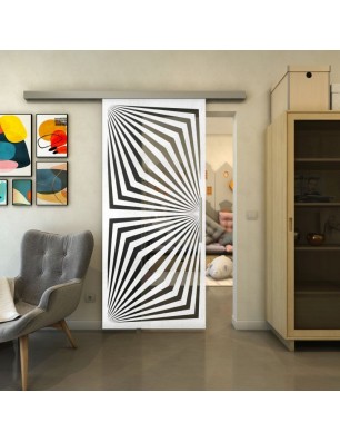 Glasschiebetür SLIM-LINE - Fineprint Model 070 Weiss auf Grauglas