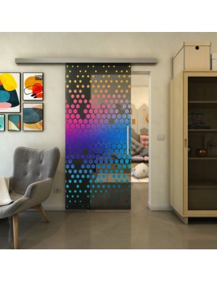 Glasschiebetür SLIM-LINE - Fineprint Model 072 Verlauf auf Grauglas