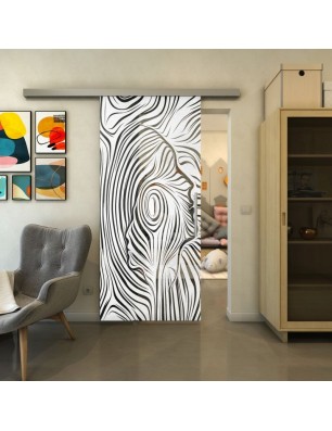 Glasschiebetür SLIM-LINE - Fineprint Model 074 Weiss auf Grauglas