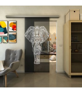Glasschiebetür SLIM-LINE - Fineprint Model 078 Weiss auf Grauglas