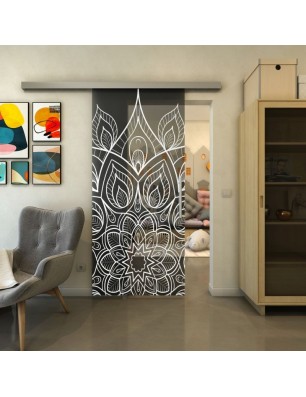 Glasschiebetür SLIM-LINE - Fineprint Model 089 Weiss auf Grauglas