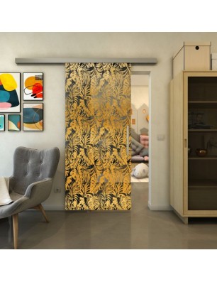 Glasschiebetür SLIM-LINE - Fineprint Model 091 Gold auf Grauglas