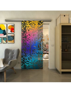 Glasschiebetür SLIM-LINE - Fineprint Model 094 Verlauf auf Grauglas