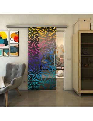 Glasschiebetür SLIM-LINE - Fineprint Model 095 Verlauf auf Grauglas