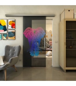 Glasschiebetür SLIM-LINE - Fineprint Model 098 Verlauf auf Grauglas