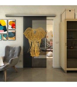 Glasschiebetür SLIM-LINE - Fineprint Model 098 Gold auf Grauglas