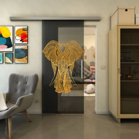 Glasschiebetür SLIM-LINE - Fineprint Model 098 Gold auf Grauglas