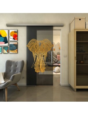 Glasschiebetür SLIM-LINE - Fineprint Model 098 Gold auf Grauglas
