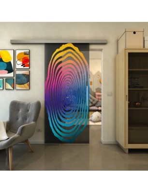 Glasschiebetür SLIM-LINE - Fineprint Model 109 Verlauf auf Grauglas