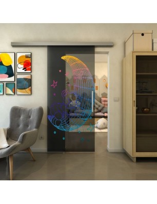 Glasschiebetür SLIM-LINE - Fineprint Model 113 Verlauf auf Grauglas