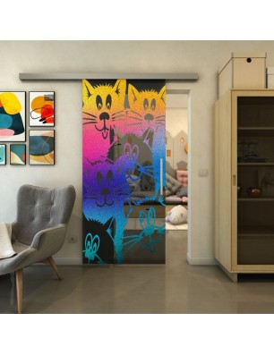 Glasschiebetür SLIM-LINE - Fineprint Model 115 Verlauf auf Grauglas