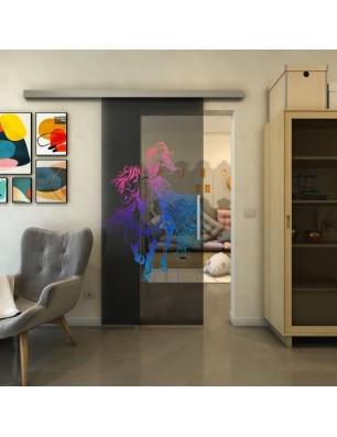 Glasschiebetür SLIM-LINE - Fineprint Model 118 Verlauf auf Grauglas