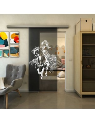 Glasschiebetür SLIM-LINE - Fineprint Model 118 Weiss auf Grauglas