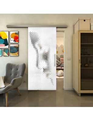 Glasschiebetür SLIM-LINE - Fineprint Model 120 Weiss auf Grauglas