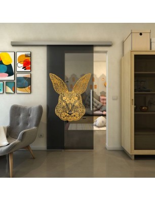 Glasschiebetür SLIM-LINE - Fineprint Model 121 Gold auf Grauglas