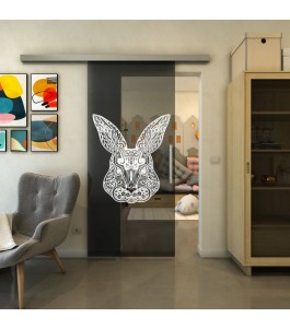 Glasschiebetür SLIM-LINE - Fineprint Model 121 Weiss auf Grauglas