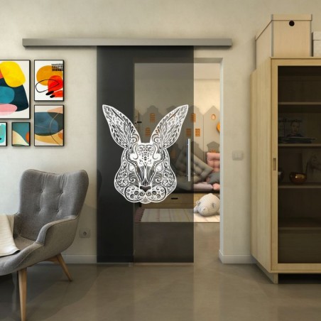 Glasschiebetür SLIM-LINE - Fineprint Model 121 Weiss auf Grauglas