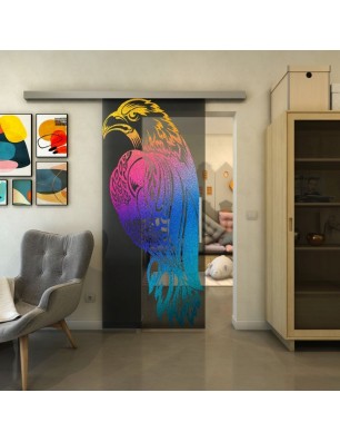 Glasschiebetür SLIM-LINE - Fineprint Model 122 Verlauf auf Grauglas