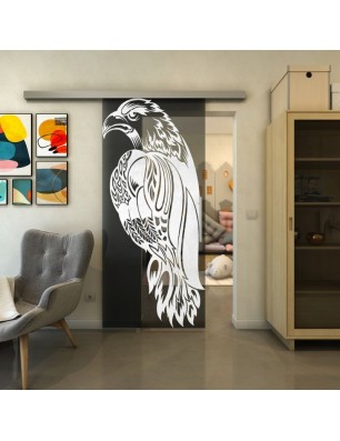 Glasschiebetür SLIM-LINE - Fineprint Model 122 Weiss auf Grauglas