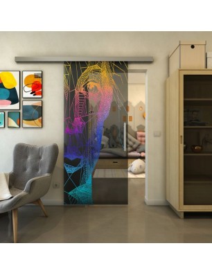 Glasschiebetür SLIM-LINE - Fineprint Model 123 Verlauf auf Grauglas