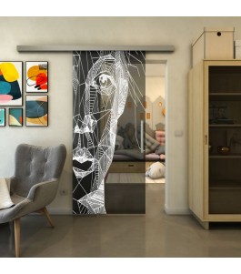 Glasschiebetür SLIM-LINE - Fineprint Model 123 Weiss auf Grauglas