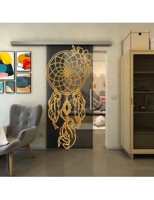 Glasschiebetür SLIM-LINE - Fineprint Model 125 Gold auf Grauglas