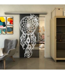 Glasschiebetür SLIM-LINE - Fineprint Model 125 Weiss auf Grauglas
