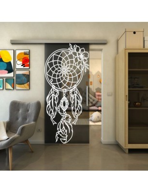 Glasschiebetür SLIM-LINE - Fineprint Model 125 Weiss auf Grauglas