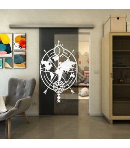 Glasschiebetür SLIM-LINE - Fineprint Model 127 Weiss auf Grauglas
