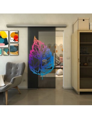 Glasschiebetür SLIM-LINE - Fineprint Model 130 Verlauf auf Grauglas